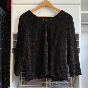 Floral Black Velvet Sweater